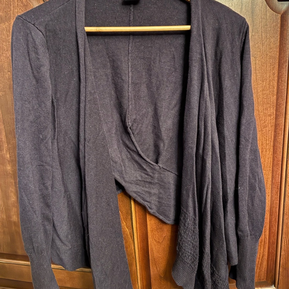Cabi Dark purple ballet wrap Open Front Cardigan